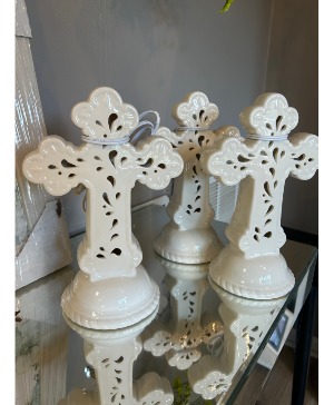 Lighted Ceramic Cross 