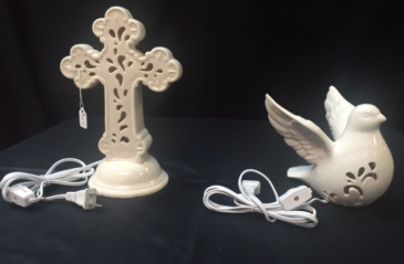 Lighted Porcelain Cross and Dove