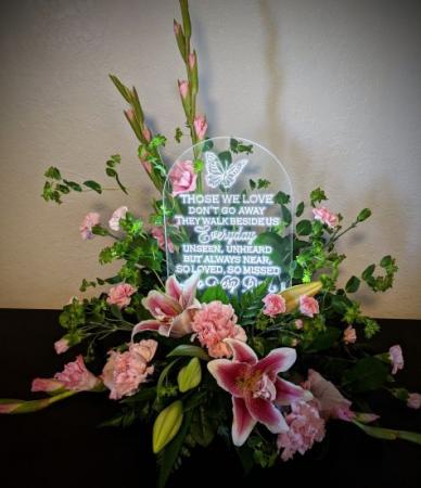 Lighted Plaque with Fresh Flowers Sympathy Gift