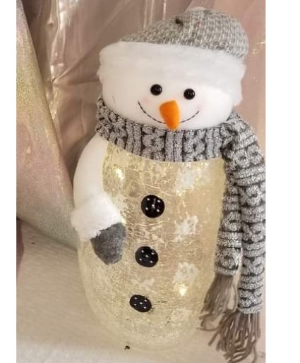Lighted Silver Snowman 