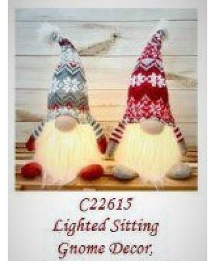 Lighted Sitting Gnome Decor 