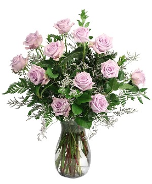 Lilac Dozen Rose Arrangement
