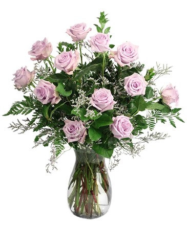Lilac Dozen Rose Arrangement in Lewiston, ME | BLAIS FLOWERS & GARDEN CENTER