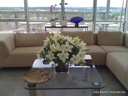 Asiatic Lilies in Square Vase