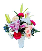 Lilies and Roses Fresh Vase Arrangement