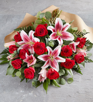 Lilies and Roses Hand Tied Bouquet 