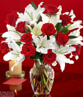 Lilies and Roses Vase Arrangement