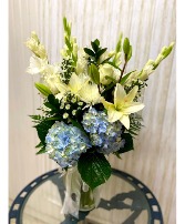 Lilies & Hydrageas Vase Arrangement