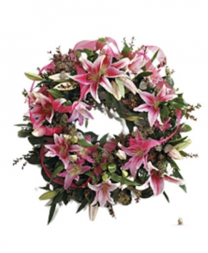 Lilies white or Pink Wreath Funeral