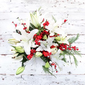Lily Berry Beauty European Hand Tied Cut Bouquet (no vase)
