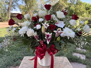 Lily And Rose Floor Basket Sympathy Arrangement