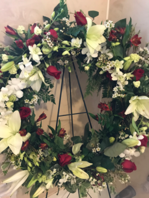 Lily &  Rose Funeral Ring Standing Spray & Wreaths
