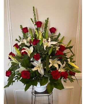 Lily and Rose Tribute Arrangement
