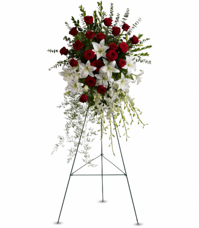 Lily and Rose Tribute by Teleflora Standing Easel Spray