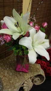 Lily and rose vase arrangement 