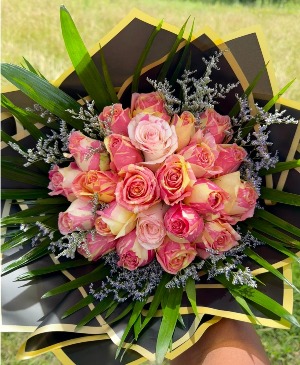  LIMITED AVAILABILITY-Two-toned pink roses wrapped 