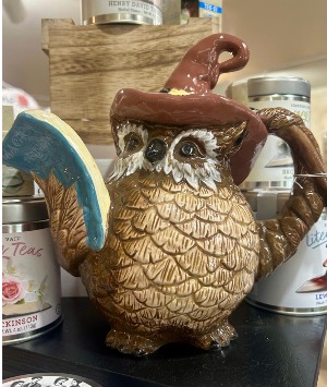 Literary Owl Tea Pot  Ceramic Tea Pot 