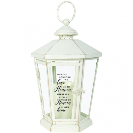 Little Bit of Heaven in our Home. Antique lighted White lantern