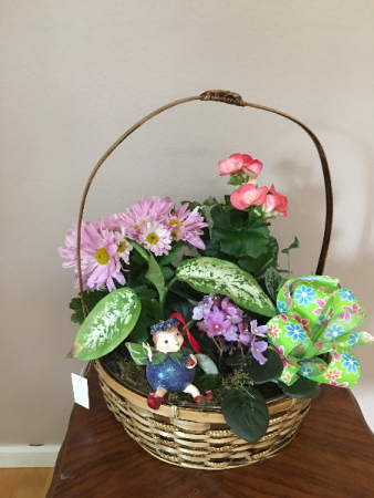 little fairy wonder basket garden with little fairy