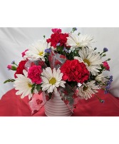 Little Love Letter White metal container arrangement