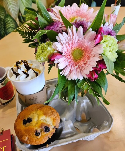 Little Pick Me Up Coffee, Snack, Flower Trio