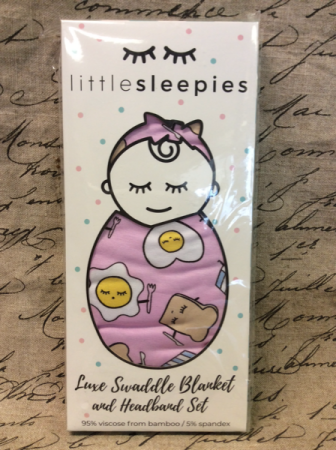 Little Sleepies Pink Breakfast Buddies Swaddle Set Gift