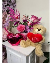 Little Valentine Gift Set – Flowers, Bear & Heart 