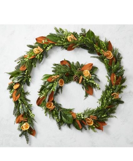 Live Fragrant Orange Spice Evergreen Garland Garland