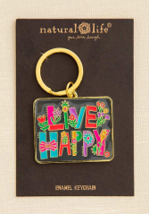 Live happy enamel keychain 