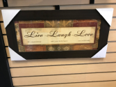Live Laugh Love 12" X 24" Framed Glass Sign
