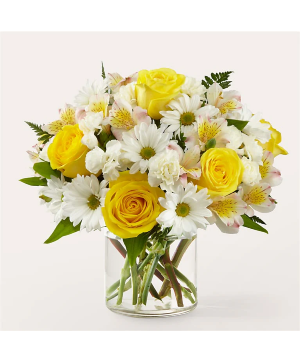 Lively Citrus Yellow and White Vase Mother's Day