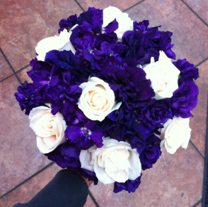 LMF4L BOUQ #12 PURPLE  AND IVORY BRIDE OR BRIDESMAID BOUQUET