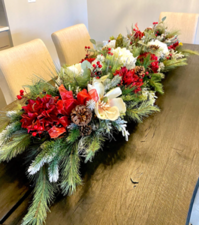 Long and low holiday arrangement 