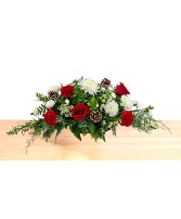 Holly Jolly Table Centerpiece Low and Long Dish Arrangement