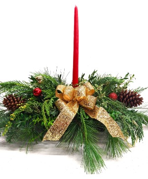 Long Centerpiece with Gold Sparkle & Candle  