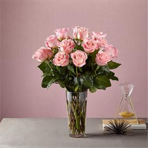 Long Stem Pink Rose Bouquet 18 Roses