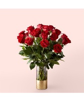 Premium Roses Choose Color in Gold Band Vase 
