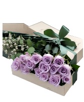 Long Stemmed Lilac Roses in an Elegant Box  