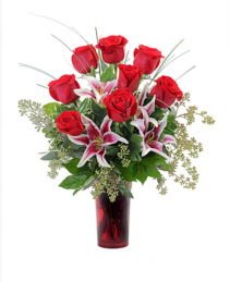 Looks Like Love An elegant mix of Premium Red Roses and Luxurious Lilies