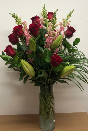 Lorraine red and pink floral arrangement