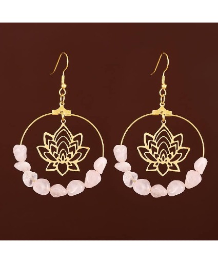 Lotus Gemstone Boho Earrings  