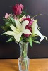Love and Elegance Bud vase with roses and lilies