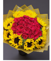 Love and sunshine wrapped bouquet  Dusty Roads And Blooms Wrapped Exclusive 