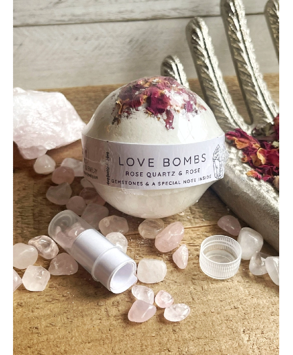 Love Bombs Rose Quartz & Rose -Gemstones & Special Note