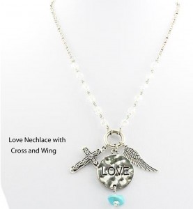 Love Cross Wing  Necklace