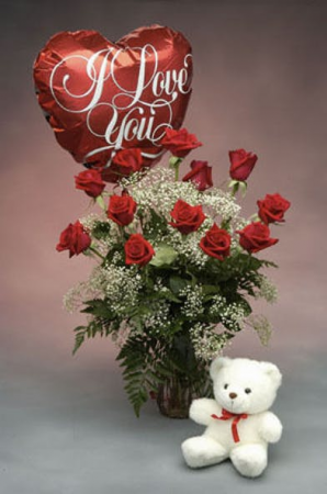 Love , Hugs and Roses vase arrangement