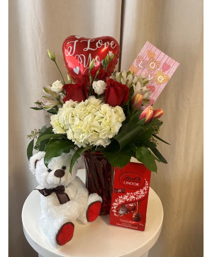 Love is Worth it All!! Chocolate, Balloon, Teddy Bear, Card Package 