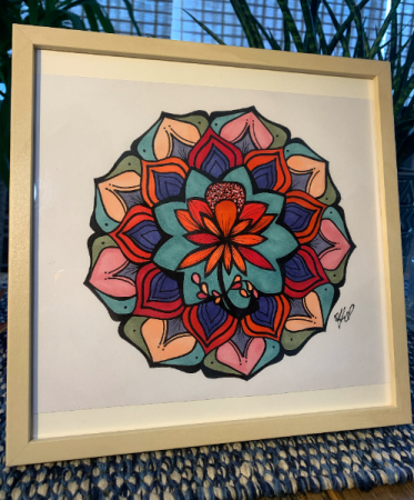 Love Mandala Hand Painted Original Framed