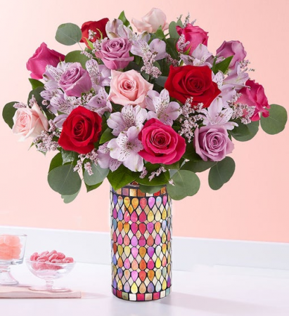 Love Song Bouquet Mosaic Vase arrangement