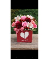 Love Wooden Bucket with beautiful flowers Mixed flowers 